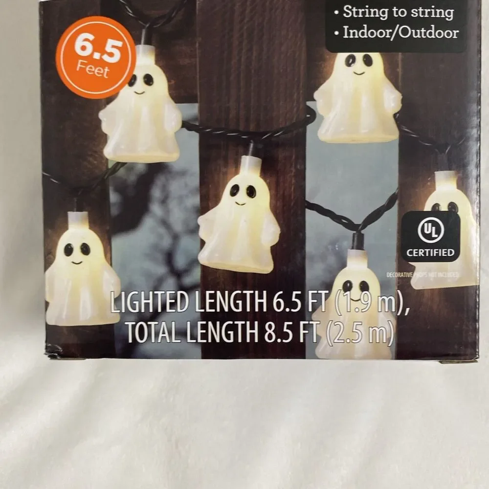 Halloween Led Ghost String Lights 2 Packs Warm White Home Decor Indoor Outdoor